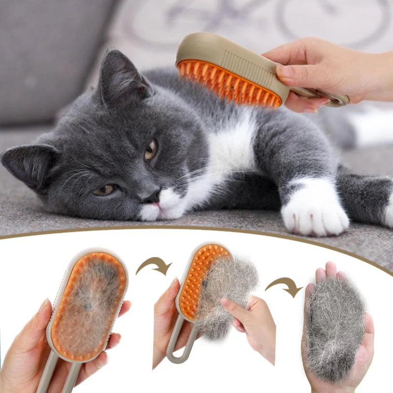 3-in-1 Steam Brush Pet Comb | Groom, Clean & Massage